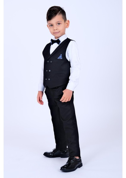Siyah Mendil Detaylı Erkek Çocuk Smokin Takım fiyatları