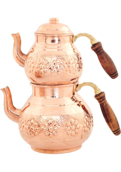 Papatya Desenli Bakır Caydanlık Takımı & Balkon Sefası Bakır demlik , Geleneksel çaydanlık,El yapımı çaydanlık modelleri