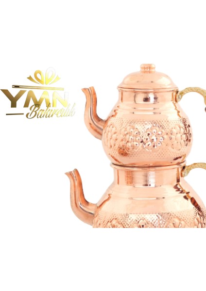 Papatya Desenli Bakır Caydanlık Takımı & Balkon Sefası Bakır demlik , Geleneksel çaydanlık,El yapımı çaydanlık indirimleri