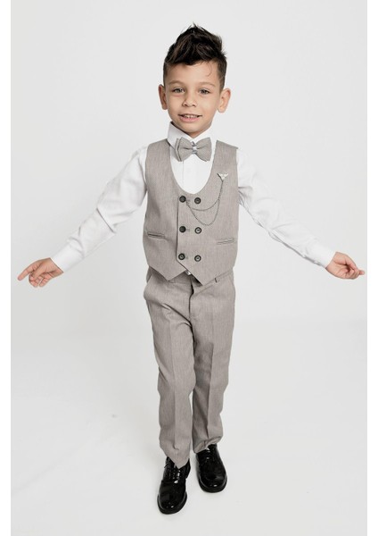 Gri Zincir Detaylı Erkek Çocuk Smokin Takım fırsatları