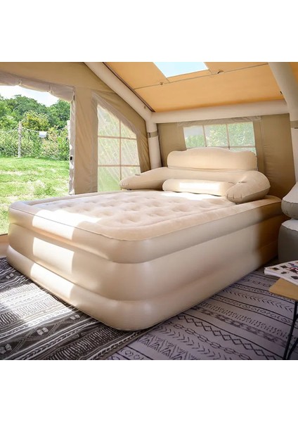 - Double King Başlıklı Otomatik Şişen Dahili Pompalı Çift Kişilik Şişme Yatak - 203*152*40CM