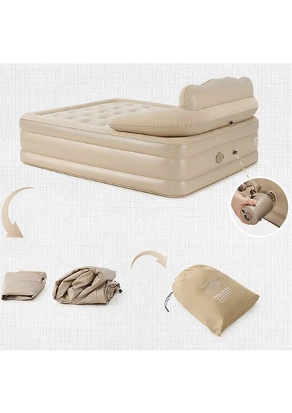 - Double King Başlıklı Otomatik Şişen Dahili Pompalı Çift Kişilik Şişme Yatak - 203*152*40CM fırsatları