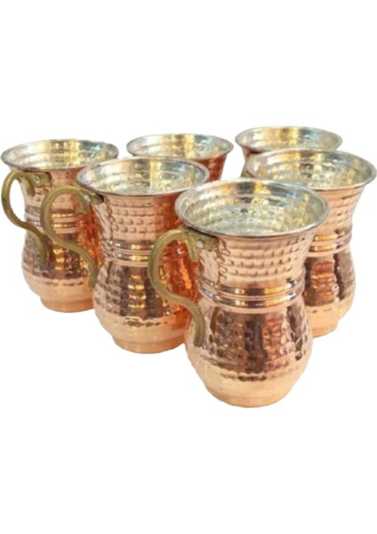 Özel Tasarım Komple Bakir Set Ceyiz Seti 3 Boy Tava Seti 3 Boy Cezve ve Ayran Bardağı