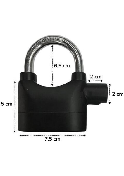 Desibel Siyah Alarmlı Çok Fonksiyonlu Ekstra Güvenlikli Kare Asma Dolap Kilidi