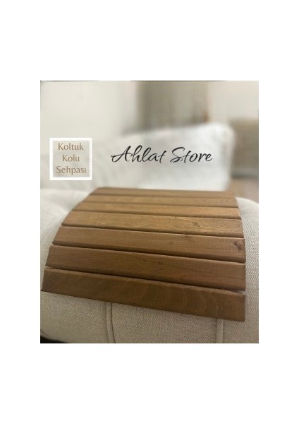 Ahlat Store Katlanabilir Portatif Koltuk Sehpası Koltuk Kolu Sehpa  Ahşap Sehpa 27X36 cm