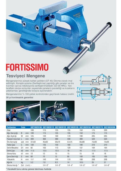 Fortissimo Tesviyeci Tezgah Mengenesi 150 mm