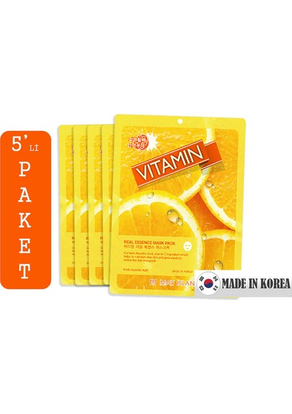 Kore Kağıt Yüz Maskesi Vitamin Özlü 5'Li (Cilde Canlılık Ve Tazelik Kazandırır) modelleri