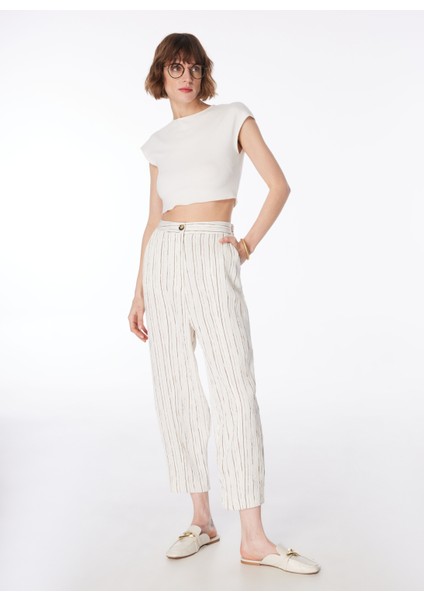 Normal Bel Normal Beyaz - Çok Renkli Kadın Pantolon F4SL-PNT0138