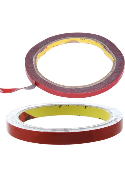 Nanlıy-2 Adet 3 Metre Güçlü Kalıcı Çift Taraflı Süper Yapışkan Köpük Bant Rulosu Araç Araba Için, Kırmızı 6 mm x 3 Metre ve Kırmızı 10 mm x 3 Metre (Yurt Dışından)