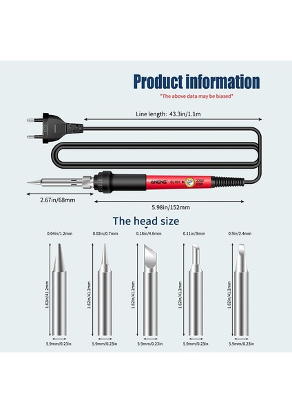 Aneng Çok Fonksiyonlu Elektrikli Havya Seti Seti SL101 Havya Braketi Lehimleme Aracı 200°C~450°C Ayarlanabilir Sıcaklık (17 Adet/takım Veya 12 Adet/takım) (Yurt Dışından)