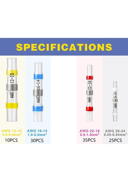 100 Adet Lehim Mühürlü Tel Konnektörler, Isıyla Daralan Tel Konnektörler (Yurt Dışından) fiyatları