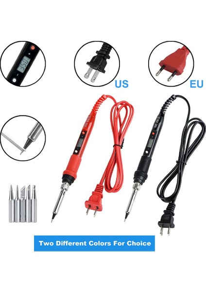 80W Elektrikli Havya Ayarlanabilir Sıcaklık LCD Dijital Ekran 110V 220V Kaynak Havya Ipuçları Tamir Rework Aracı Kiti (Yurt Dışından) fırsatları