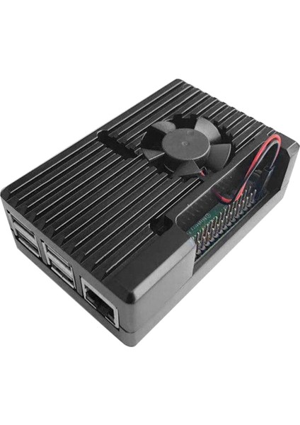 Raspberry Pi 4 Için Alüminyum Kasa ile Çift Soğutma Fanı Metal Kabuk Siyah Muhafaza Rpı Raspberry Pi 4b Için (Yurt Dışından)