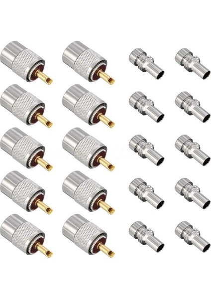 Nanlıy- RG8X, Rg8, RG59, LMR-400, RG-213 Koaksiyel Koaksiyel Kablo Için Redüktörlü 10 Paket UHF/PL-259 Lehim Konnektör Fişi (Yurt Dışından)