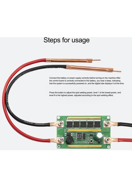 12V Kontrol Kartı-2 x Bağlantı Kablosu 2 x Punta Kaynak Kalemi 1 x W1 Anakart 1 x 5m Nikel Sac 4 Set x Paslanmaz Çelik Vida 2 x Isıyla Daralan Kılıf-Yeşil (Yurt Dışından) modelleri
