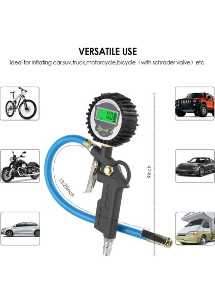 Kolay Doğru Okuma Için Yüksek Hassasiyetli Sensör LED Ekranlı Hava Basıncı Göstergesi ile Dijital Lastik Basıncı Göstergesi (0-255 Psı) (Yurt Dışından) fırsatları