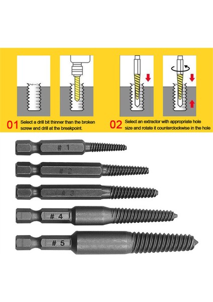 Qiunery 5 Adet Vida Çıkarıcı 52MM/83MM/61MM/66MM/75MM Yüksek Sertlik Aşınmaya Dayanıklı Merkezi Matkap Uçları Kırık El Aleti (Yurt Dışından) modelleri