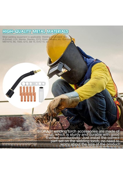 Jdxhlau 20 Adet 0.8mm Mıg Kaynak Nozulları 15AK Mıg/mag Temas Borusu ile 1 Gaz Memesi, 1 Alet ve 1 Brülör (Yurt Dışından)