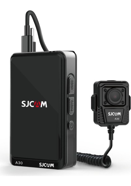 A30 Vücut Kamerası 16X Dijital Zoom Tak-Çıkar 64GB Dahili Hafıza Güvenlik Polis Ekipmanı IP64 FullHD Video 4” Dokunmatik Ekran 5800mAh Ultra Geniş Batarya 12MP Siyah