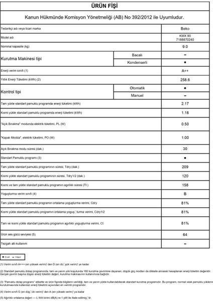 Kmx 90 9 kg A++ Enerjili Isı Pompalı Kurutma Makinası