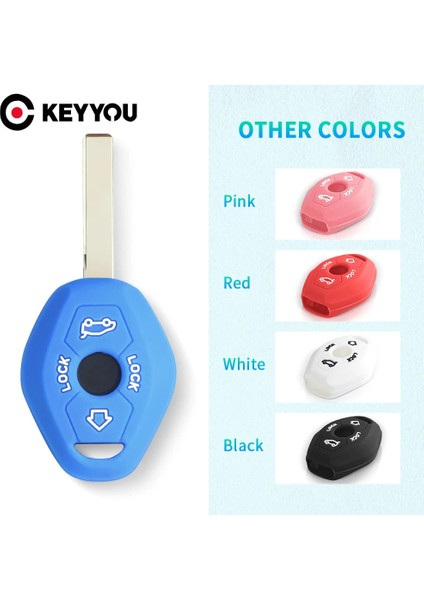 Pembe Keyyou Yedek Silikon Araba Anahtarı Durum Fob Kapak Bmw X3 X5 Z3 Z Serisi E38 E39 E46 E83 3 Düğme Uzaktan Anahtarlık (Yurt Dışından)