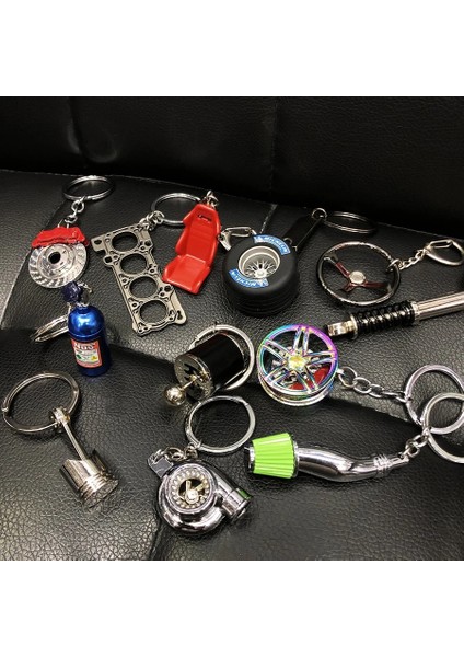 Fren Diski Siyah Jant Anahtarlıklar Türbin Anahtarlıklar Metal Fren Diskli Tekerlek Göbeği Anahtarlık Araba Aksesuarları (Yurt Dışından) fırsatları