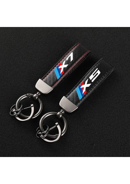 X4 Siyah Çizgi Karbon Fiber Deri Araba Anahtarlık Özel Dönen At Nalı Spor Anahtar Yüzükler Hediye Bmw X1 X2 X3 X4 X5 X6 X7 Araba Aksesuarları (Yurt Dışından) fiyatları