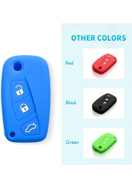 Kırmızı Keyyou Fıat Panda Stilo Punto Ducato Doblo Minibüs Grande Brav Fob Silikon Kauçuk Araba Anahtarı Kapağı Kılıf 3 Düğmeler (Yurt Dışından) fırsatları
