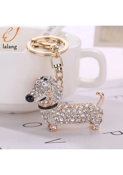 Beyaz Moda Köpek Dachshund Araba Anahtarlık Anahtarlık Charm Kolye Tuşları Tutucu Anahtarlık Kadın Kız Hediye Araba Styling Iç Aksesuarlar (Yurt Dışından) modelleri