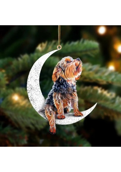H Araba Dikiz Aynası Kolye Köpek Kolye Ayda Oturan Sevimli Teddy Köpek Asılı Süsleme Anahtarlık Kolye Noel Dekor (Yurt Dışından) fırsatları