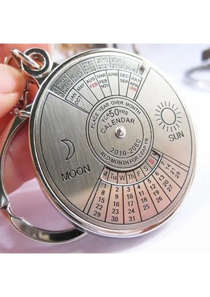 50 Yıl Perpetual Calendar Anahtarlık Anahtarlık Gümüş Anahtarlık Araba Alaşım Anahtarlık Yüzük Anahtarlık Araba Anahtarlık (Yurt Dışından)