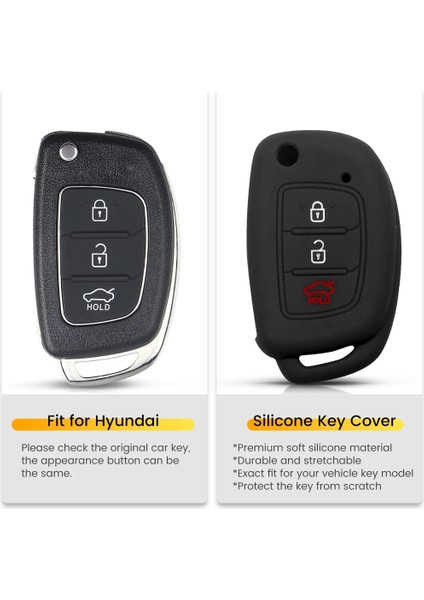 Siyah Keyyou 3 Düğmeler Hyundai Creta Tucson Elantra Santa Fe X25 IX35 Kıa Uzaktan Silikon Anahtar Kapak Kılıf (Yurt Dışından) fırsatları