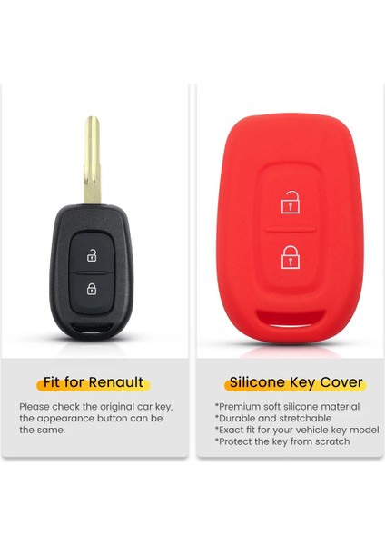 Siyah Keyyou Silikon Kauçuk Araba Anahtarı Durum Kabuk Renault Duster Dacia Scenic Master Megane Fob 2 Düğme Uzaktan Anahtar Kapağı (Yurt Dışından)