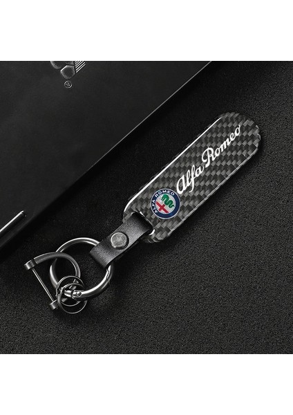 Alfa Romeo Için 4s Karbon Fiber Araba Logosu Keycha Derece Dönen At Nalı Yüzükler Alfa Romeo Giulietta Giulia Mito Spide (Yurt Dışından)