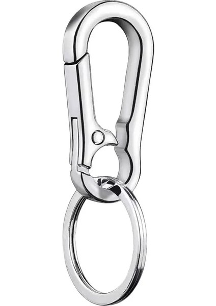 Gümüş Rengi 1 Adet Dayanıklı Araba Anahtarlık Tek Parça Kalıplama Hafif Malzeme Paslanmaz Çelik Toka Kanca Açık Karabina Şekli Anahtarlık (Yurt Dışından)