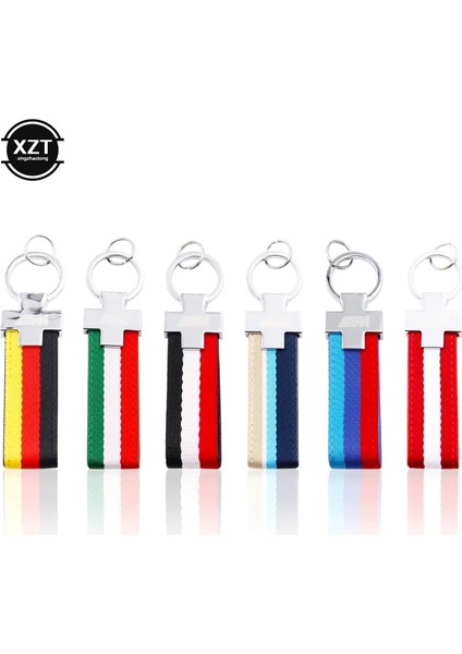 No.6 Boyutu Naylon Deri Kemer Anahtarlık Anahtarlık Anahtarlık Almanya Bayrağı Anahtarlık Bmw M Tech M Sport E36 E37 E46 E39 E53 E60 E90 X5 (Yurt Dışından)