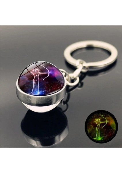 Terazi 12 Takımyıldızı Aydınlık Anahtarlık Cam Top Kolye Zodyak Anahtarlık Karanlıkta Glow Anahtarlık Tutucu Erkek Kadın Doğum Günü Hediyesi (Yurt Dışından) fırsatları