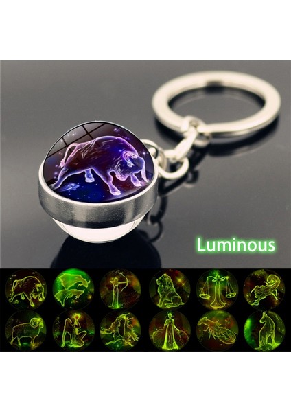 Boğa Burcu 12 Takımyıldızı Aydınlık Anahtarlık Cam Top Kolye Zodyak Anahtarlık Karanlıkta Glow Anahtarlık Tutucu Erkek Kadın Doğum Günü Hediyesi (Yurt Dışından) fiyatları