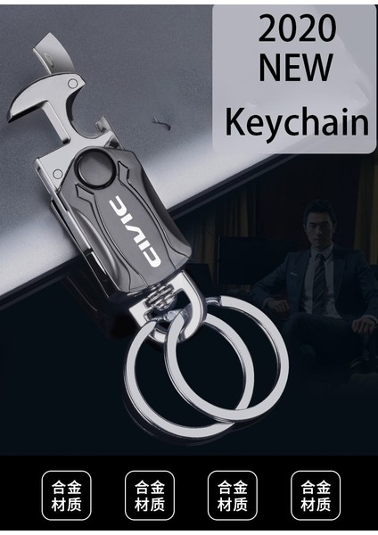 Siyah Yeni Çok Fonksiyonlu Metal Anahtarlık Metal Alaşım Toka Bel Araba Anahtarlık Anahtarlık Honda Civic Için Bira Şişe Açacağı (Yurt Dışından)