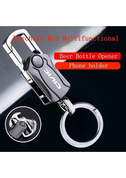 Siyah Yeni Çok Fonksiyonlu Metal Anahtarlık Metal Alaşım Toka Bel Araba Anahtarlık Anahtarlık Honda Civic Için Bira Şişe Açacağı (Yurt Dışından) indirimleri