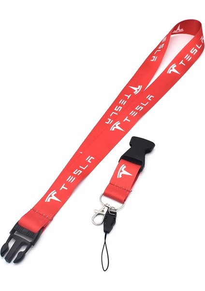 Tesla Kırmızısı Vehıcar Araba Ipi Boyun Askıları Tesla Oto Araç Aksesuar Kımlığı Sahipleri Telefon Anahtarlık Anahtarlık Ipi Anti-Kayıp (Yurt Dışından)
