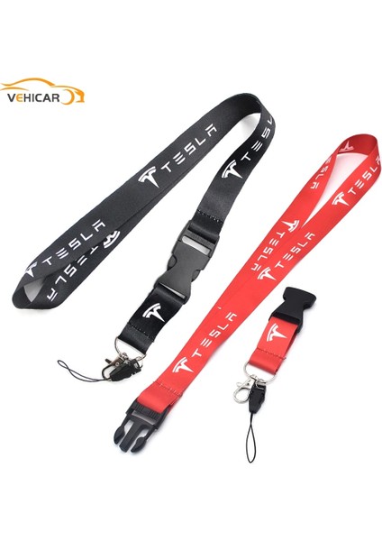 Tesla Kırmızısı Vehıcar Araba Ipi Boyun Askıları Tesla Oto Araç Aksesuar Kımlığı Sahipleri Telefon Anahtarlık Anahtarlık Ipi Anti-Kayıp (Yurt Dışından) fırsatları