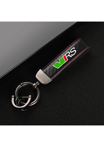 Siyah Karbon Fiber Deri Araba Anahtarlık Özel Spor Hattı Anahtarlıklar Vrs Octavıa Kamıq Karoq Superb Cıtan Kodıaq Rapıd Logo Araba (Yurt Dışından)