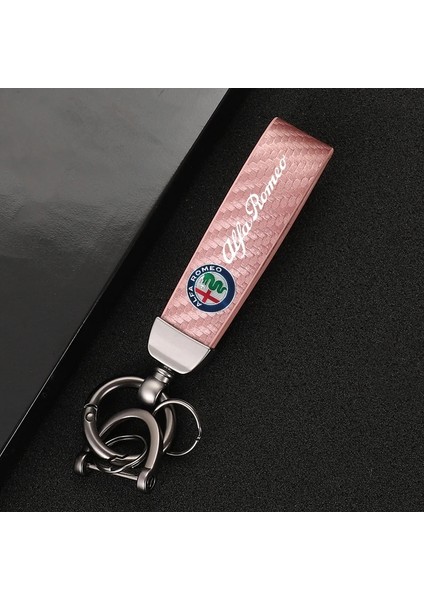 Pembe Yüksek Dereceli Karbon Fiber Desen Araba Anahtarlık Araba Logosu Alfa Romeo Gt Stelvio Mito Giulia Giulietta Için Özel Anahtarlık (Yurt Dışından)