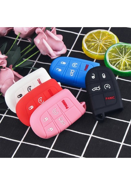 Kırmızı Keyyou Kılıf Silikon Araba Anahtarı Kapağı Jeep Grand Cherokee Renegade Dodge Jcuv Dart Journey Chrysler Uzaktan Fob Oto Anahtar (Yurt Dışından) fırsatları