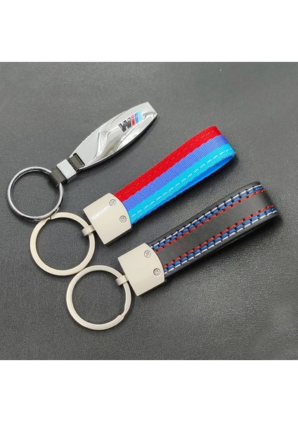 M Gümüş 3D Metal Deri Araba Styling Güç Amblemi Anahtarlık Anahtarlık Yüzükler Bmw M X1 X3 X4 X5 X6 X7 E46 E90 F20 E60 E39 Aksesuarları (Yurt Dışından)