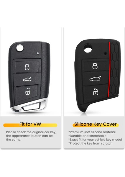 Siyah Keeyou Araba-Styling Silikon Araba Anahtarı Kapağı Kılıf Volkswagen Vw Golf 7 Mk7 Skoda Octavia A7 Seat Leon Ibiza Fob 3 Düğmeler (Yurt Dışından) fiyatları