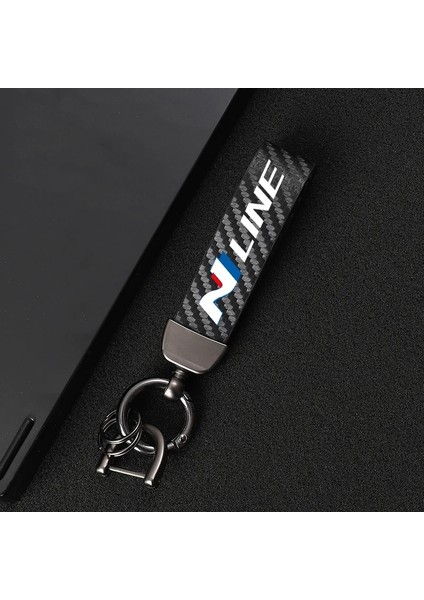 Siyah 4s Yüksek Dereceli Karbon Deri Dönen At Nalı Anahtarlık Hyundai N Nline Tucson Kona Sonata Veloster Elantra Araba (Yurt Dışından)