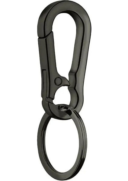 Siyah 1 Adet Dayanıklı Araba Anahtarlık Tek Parça Kalıplama Hafif Malzeme Paslanmaz Çelik Toka Kanca Açık Karabina Şekli Anahtarlık (Yurt Dışından)