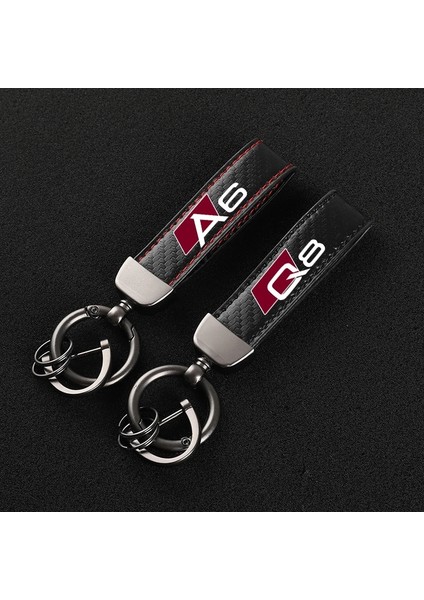 A4 Audi Için A3 A4 A5 A6 A7 A8 Q3 Q5 Q7 Q8 Araba Aksesuarları Yeni Karbon Fiber Deri Araba Anahtarlık Özel Dönen At Nalı Anahtarlıklar (Yurt Dışından) fırsatları